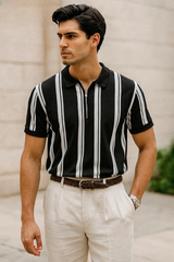 Lining Printed Zipped Collar Tshirt