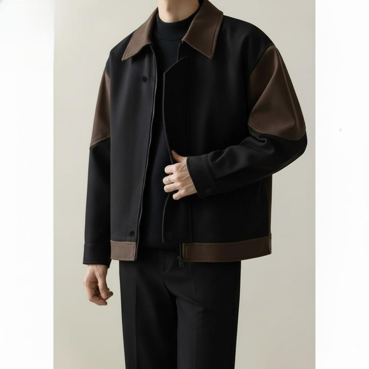 Flape Style Panel Zip jacket